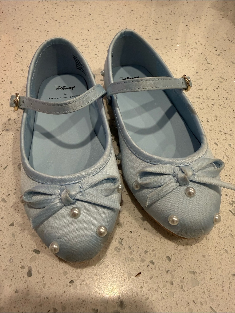 Janie and Jack Light Blue Pearl Bow Mary Jane Girls' Dress Shoes